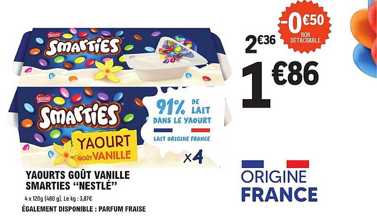 YAOURTS GOÛT VANILLE SMARTIES “NESTLÉ”