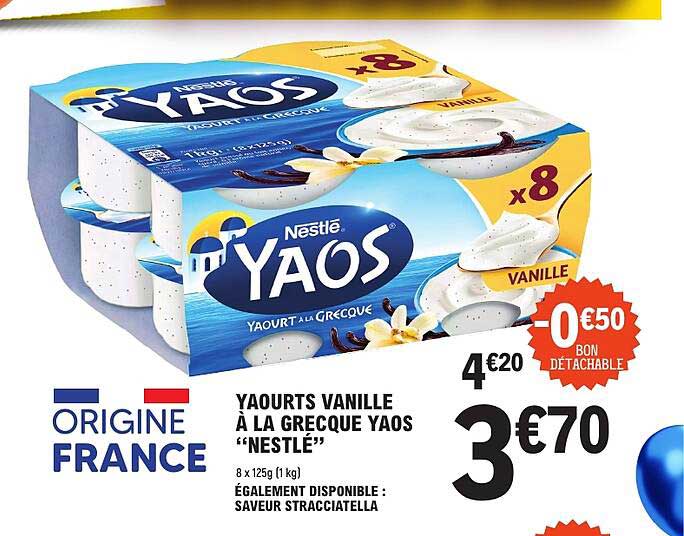 YAOURTS VANILLE À LA GRECQUE YAOS "NESTLÉ"