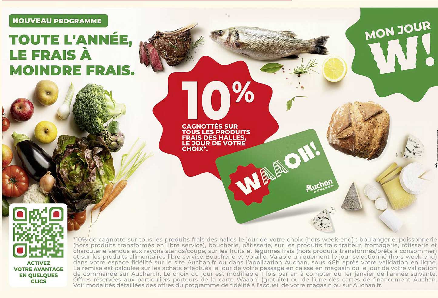 10% Cagnottés sur tous les produits frais des halles, le jour de votre choix.