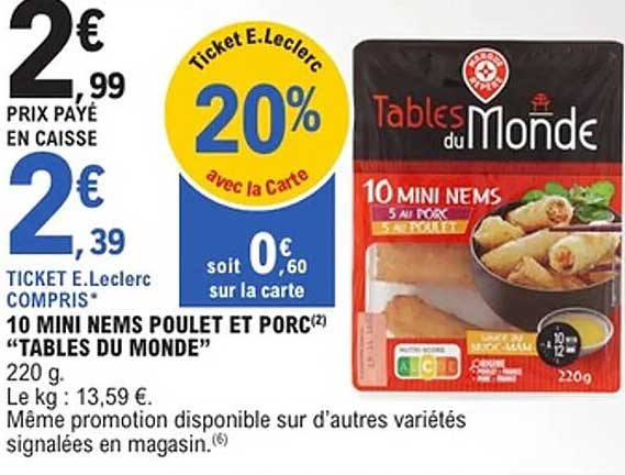 10 MINI NEMS POULET ET PORC "TABLES DU MONDE"
