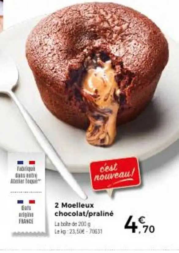2 Moelleux chocolat/praliné