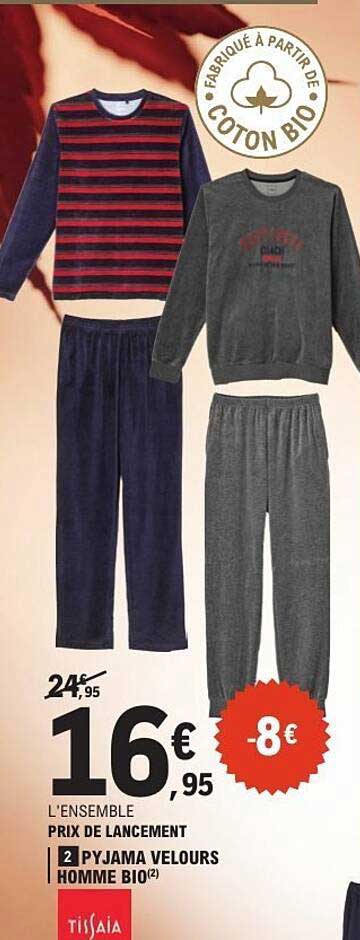 2 PYJAMA VELOURS HOMME BIO