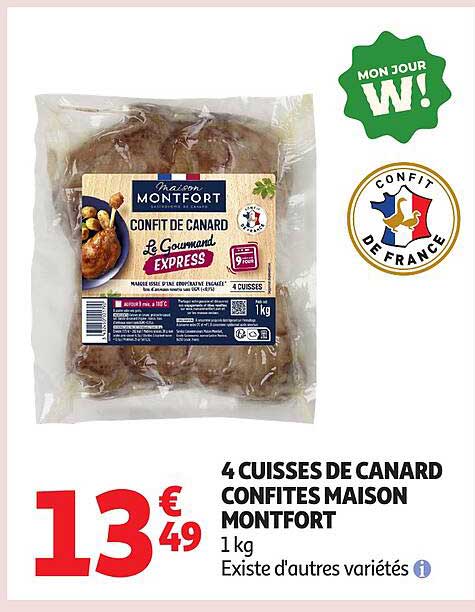 4 CUISSES DE CANARD CONFITES MAISON MONTFORT