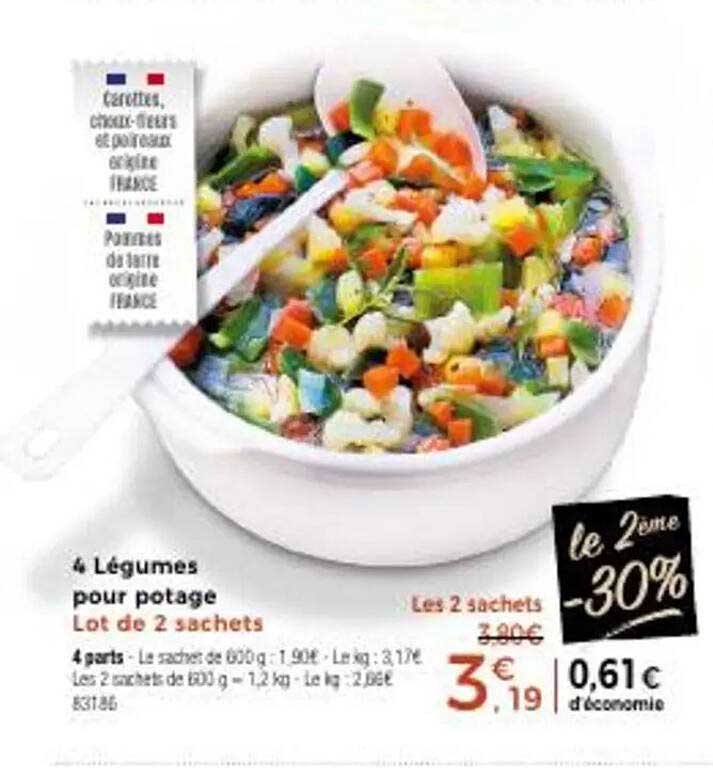 4 Légumes pour potage Lot de 2 sachets