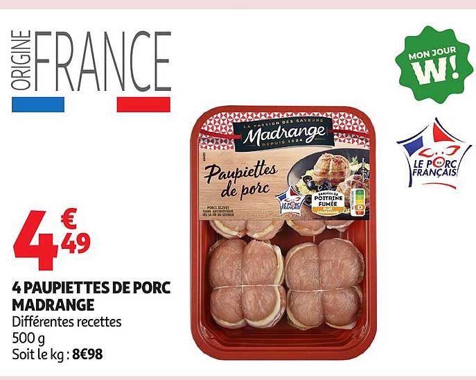 4 PAUPIETTES DE PORC MADRANGE
