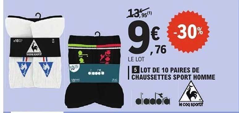 5 LOT DE 10 PAIRES DE CHAUSSETTES SPORT HOMME