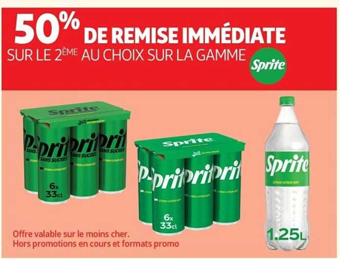 50% DE REMISE IMMÉDIATE SUR LE 2ÈME AU CHOIX SUR LA GAMME Sprite