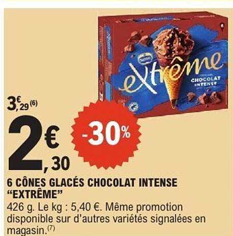 6 Cônes Glacés Chocolat Intense "Extrême"
