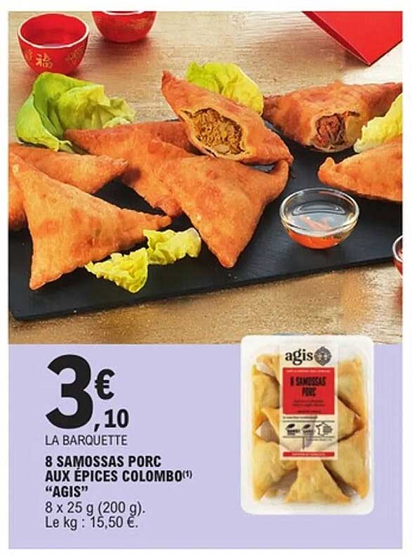 8 SAMOSSAS PORC AUX EPICES COLOMBO "AGIS"