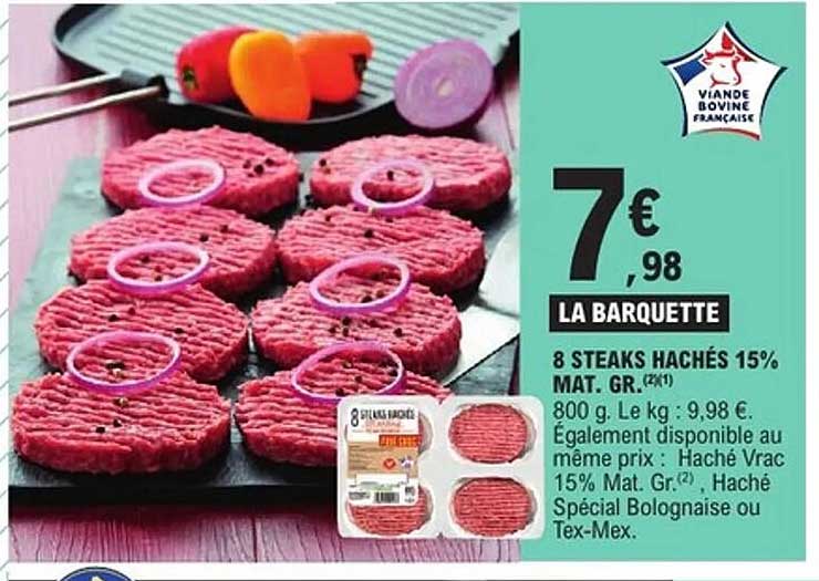 8 STEAKS HACHÉS 15% MAT. GR.