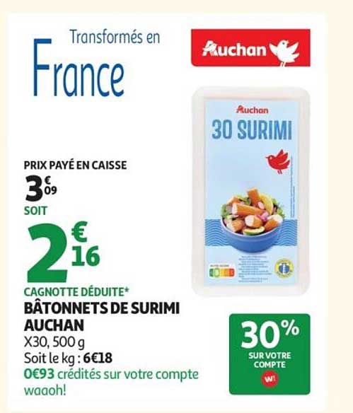 BÂTONNETS DE SURIMI AUCHAN