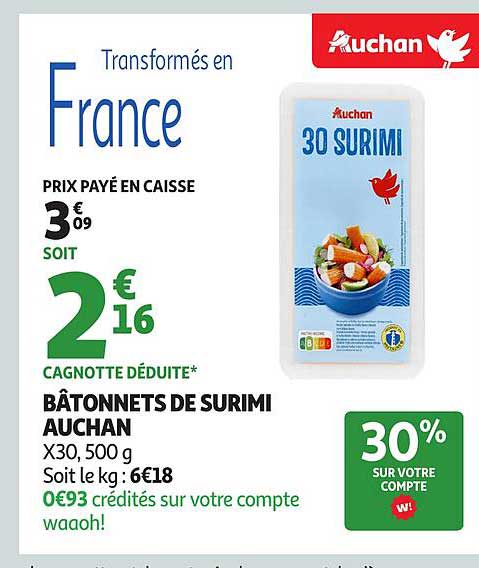 BÂTONNETS DE SURIMI AUCHAN