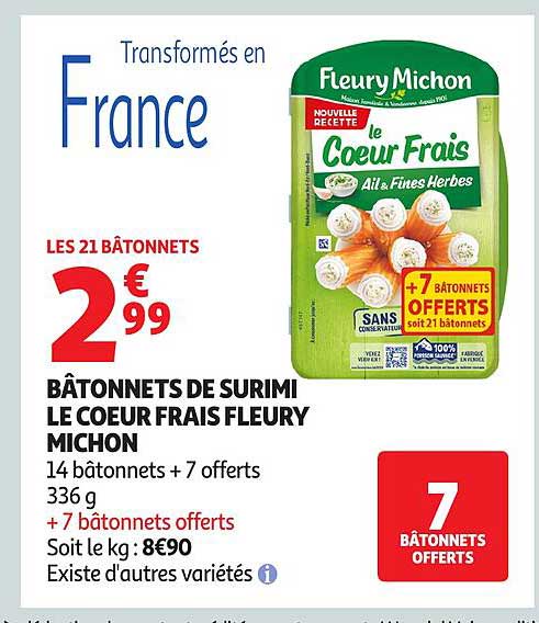 BÂTONNETS DE SURIMI LE COEUR FRAIS FLEURY MICHON