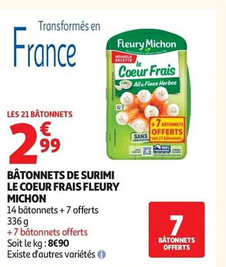 BÂTONNETS DE SURIMI LE COEUR FRAIS FLEURY MICHON