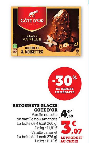BATONNETS GLACES COTE D'OR