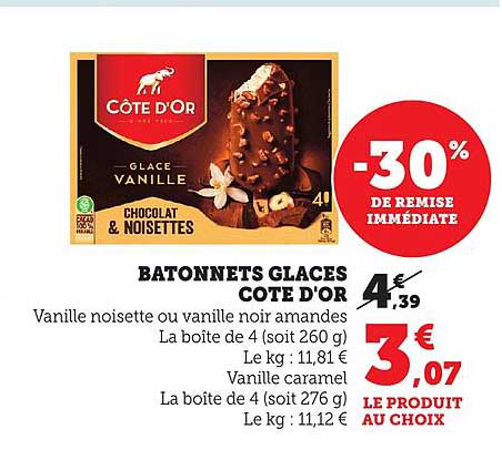 BATONNETS GLACES COTE D'OR
