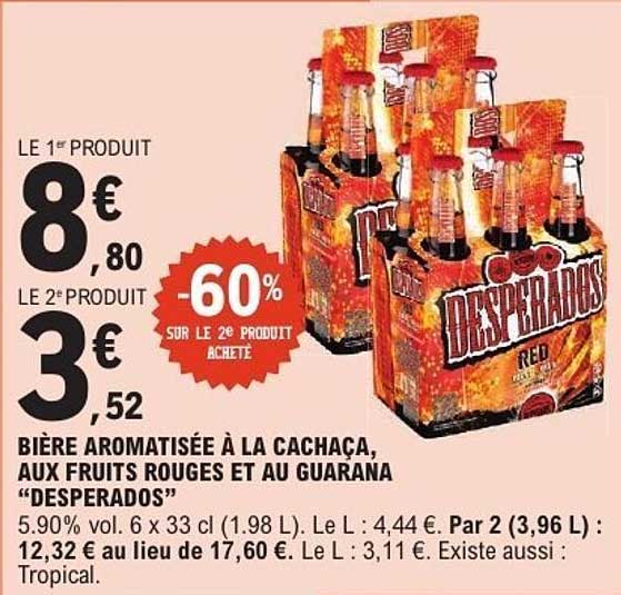 BIÈRE AROMATISÉE À LA CACHACA, AUX FRUITS ROUGES ET AU GUARANA "DESPERADOS"