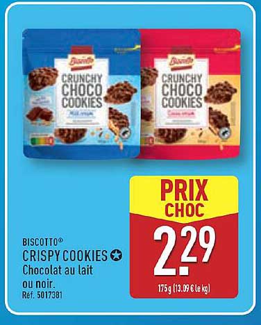 BISCOTTO® CRISPY COOKIES Chocolat au lait ou noir.