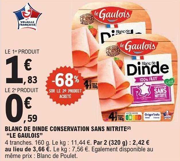 BLANC DE DINDE CONSERVATION SANS NITRITE « LE GAULOIS »