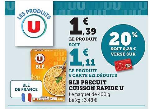BLÉ PRÉCUIT CUISSON RAPIDE U