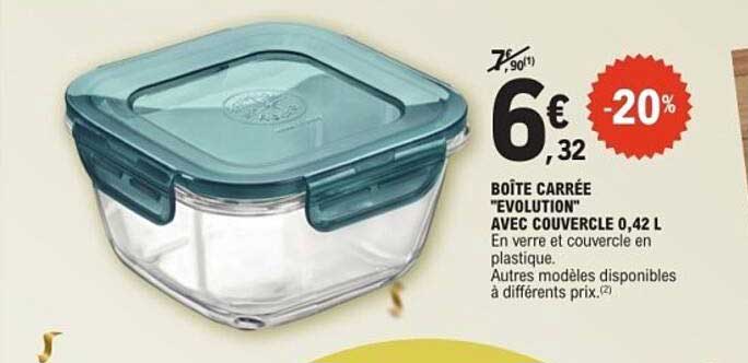 BOÎTE CARRÉE "EVOLUTION" AVEC COUVERCLE 0,42 L