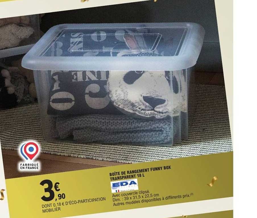 BOÎTE DE RANGEMENT FUNNY BOX TRANSPARENT 18 L