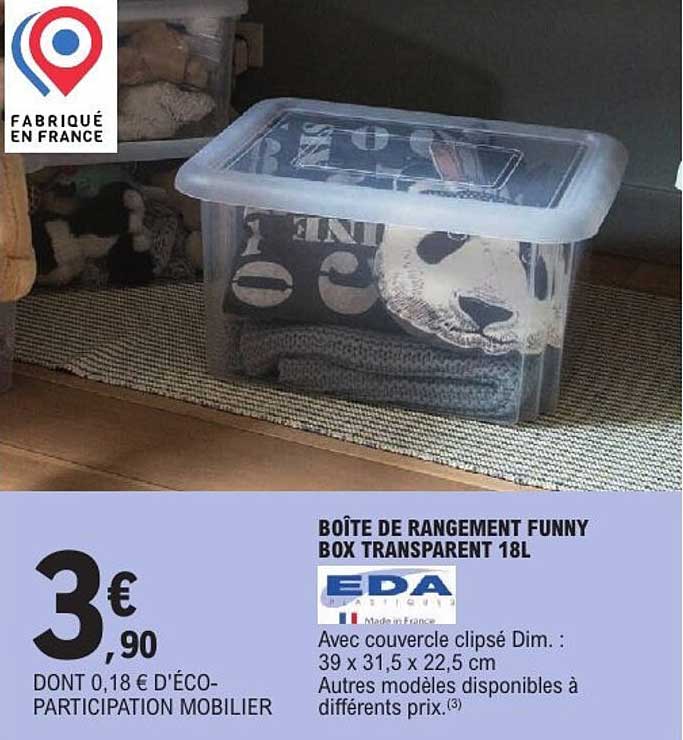 BOÎTE DE RANGEMENT FUNNY BOX TRANSPARENT 18L