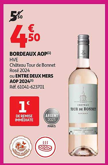 BORDEAUX AOP(1) HVE Château Tour de Bonnet Rosé 2024 ou ENTRE DEUX MERS AOP 2024(1)