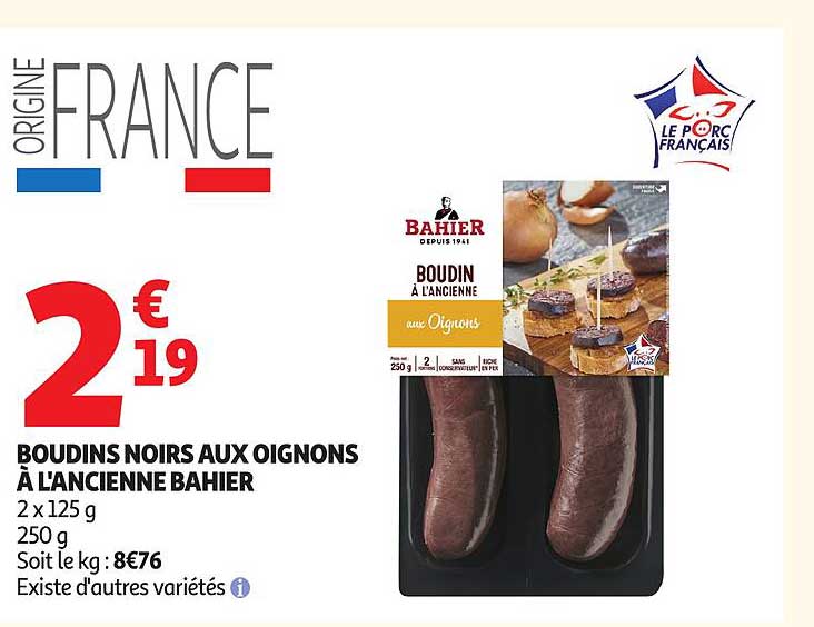 BOUDINS NOIRS AUX OIGNONS À L'ANCIENNE BAHIER