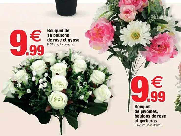 Bouquet de 18 boutons de rose et gyso