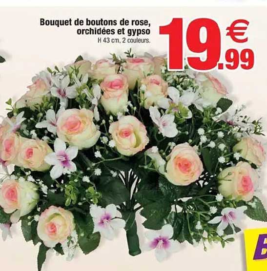 Bouquet de boutons de rose, orchidées et gyspo