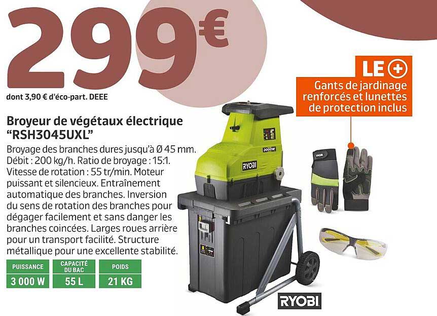 Broyeur de végétaux électrique “RSH3045UXL”