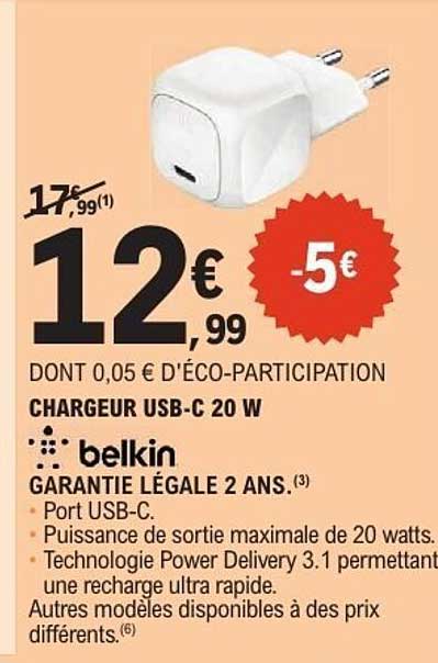 CHARGEUR USB-C 20 W