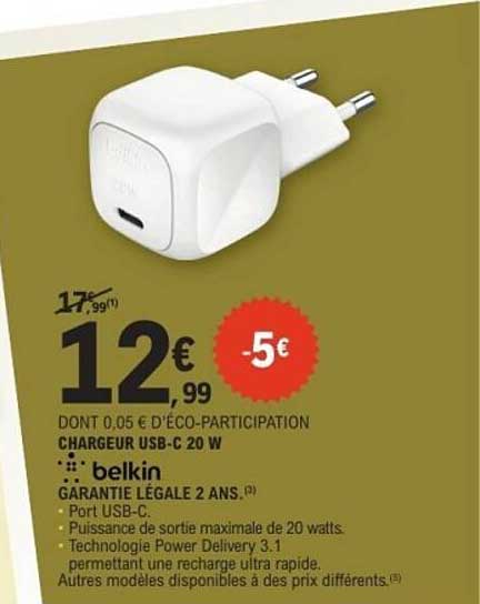 CHARGEUR USB-C 20 W