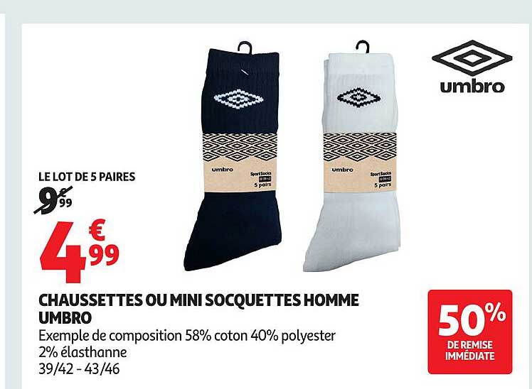 CHAUSSETTES OU MINI SOCQUETTES HOMME UMBRO