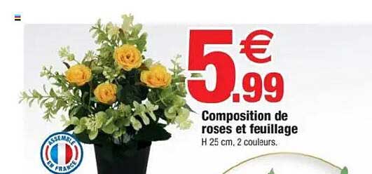 Composition de roses et feuillage