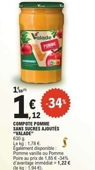 COMPOTE POMME SANS SUCRES AJOUTÉS “VALADE”