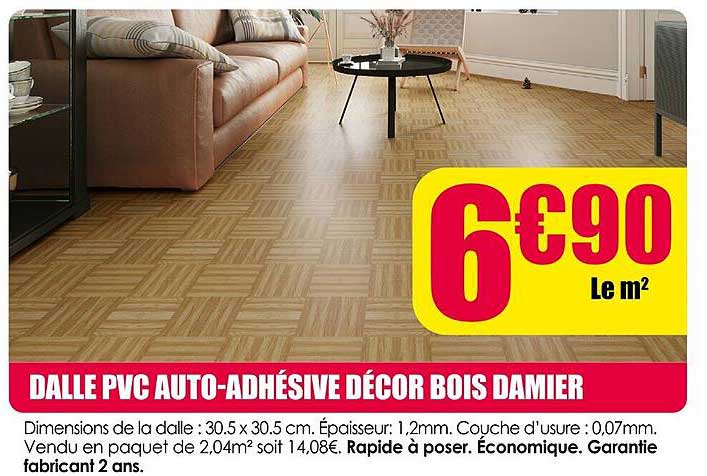 DALLE PVC AUTO-ADHÉSIVE DÉCOR BOIS DAMIER