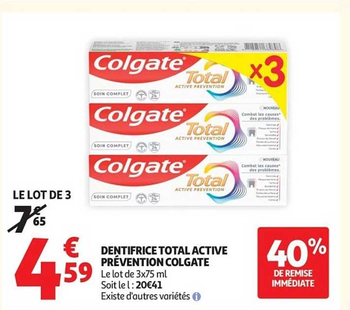 DENTIFRICE TOTAL ACTIVE PRÉVENTION COLGATE