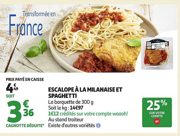 ESCALOPES À LA MILANAISE ET SPAGHETTI