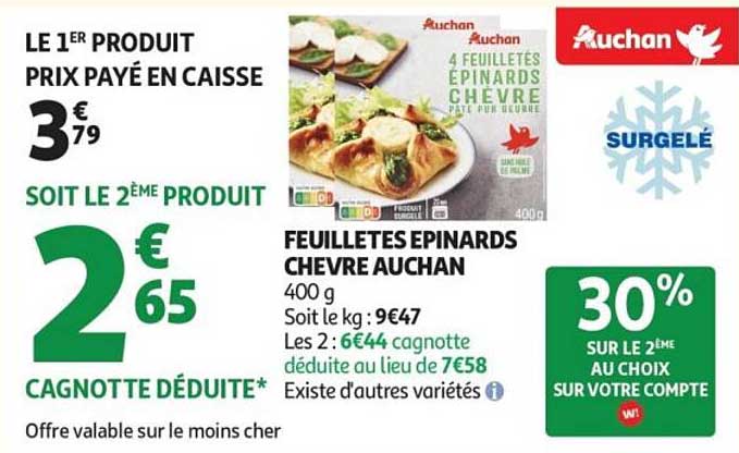 FEUILLETES EPINARDS CHÈVRE AUCHAN