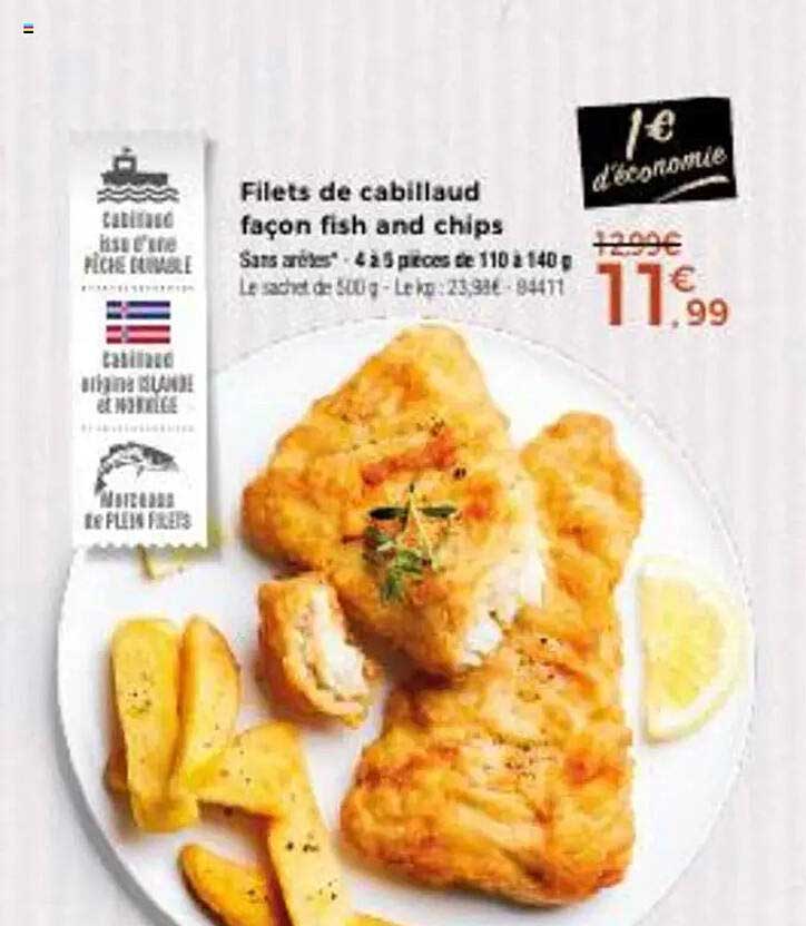 Filets de cabillaud façon fish and chips