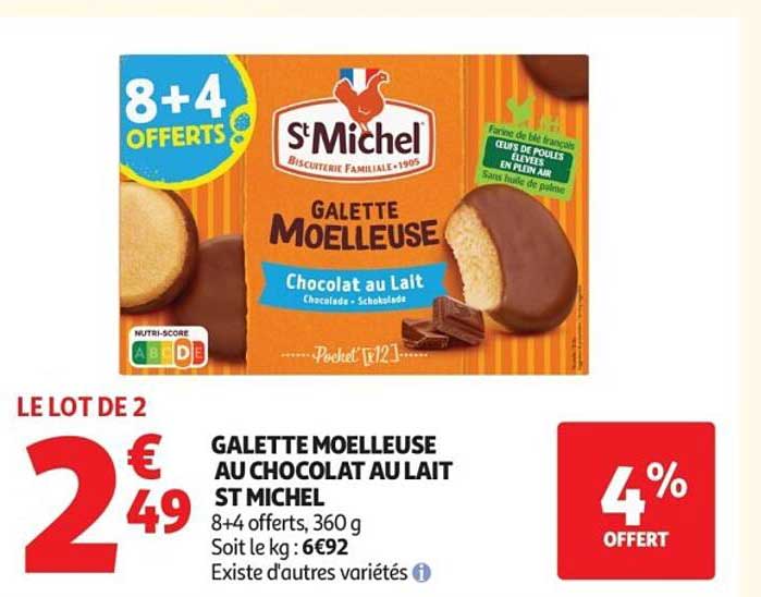 GALETTE MOELLEUSE AU CHOCOLAT AU LAIT ST MICHEL