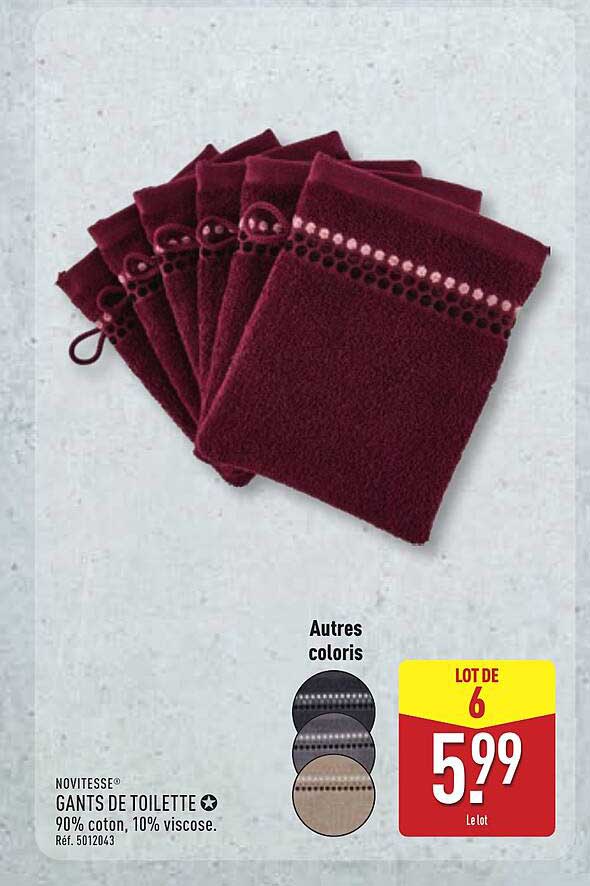 GANTS DE TOILETTE LOT DE 6