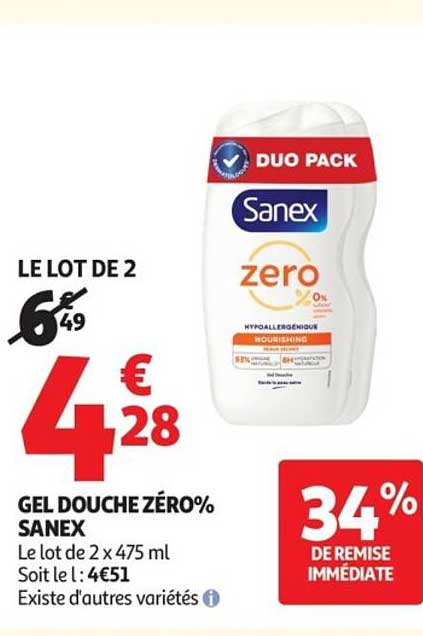 GEL DOUCHE ZÉRO% SANEX