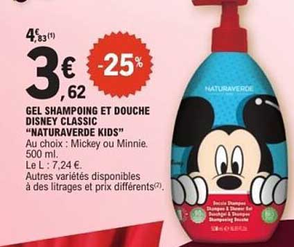 GEL SHAMPOING ET DOUCHE DISNEY CLASSIC "NATURAVERDE KIDS"