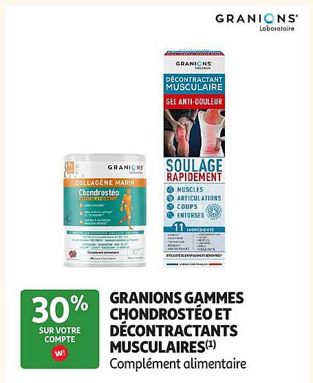 GRANIONS GAMMES CHONDROSTÉO ET DÉCONTRACTANTS MUSCULAIRES