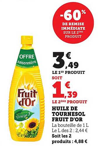 Huile de tournesol Fruit d'Or