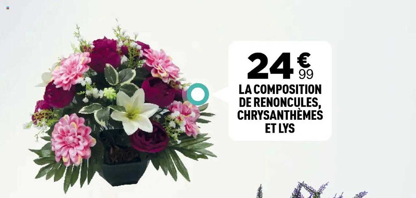 LA COMPOSITION DE RENONCULES, CHRYSANTHÈMES ET LYS