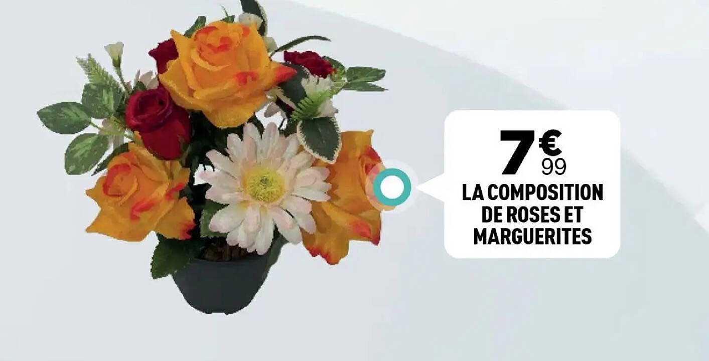 LA COMPOSITION DE ROSES ET MARGUERITES